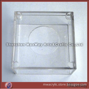 Transparent rectangle polished acrylic/PMMA container/vessel/receptacle with a hole on top